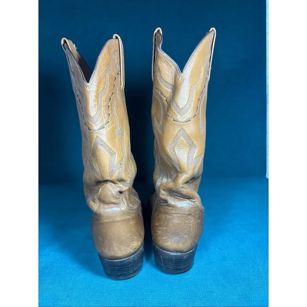 Lucchese 3145 Handmade Western Cowboy Boots Brown Tan Leather Men’s Size 10 D US